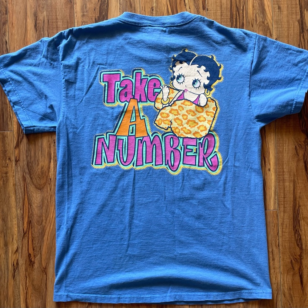 Betty Boop You Want Me? Take a Number. Vintage Tshirt Shirt Blue 2001 Large L
